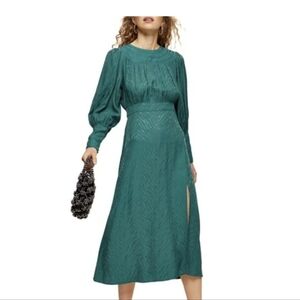 NWT Topshop Jacquard Teal Dress, Size 4